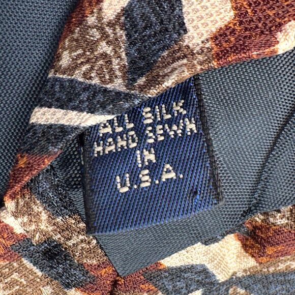 G.J. Cahn‎ Mens Vintage Silk Dress Tie Made in USA Geometric Diamond 60" 3.75" - Picture 7 of 9